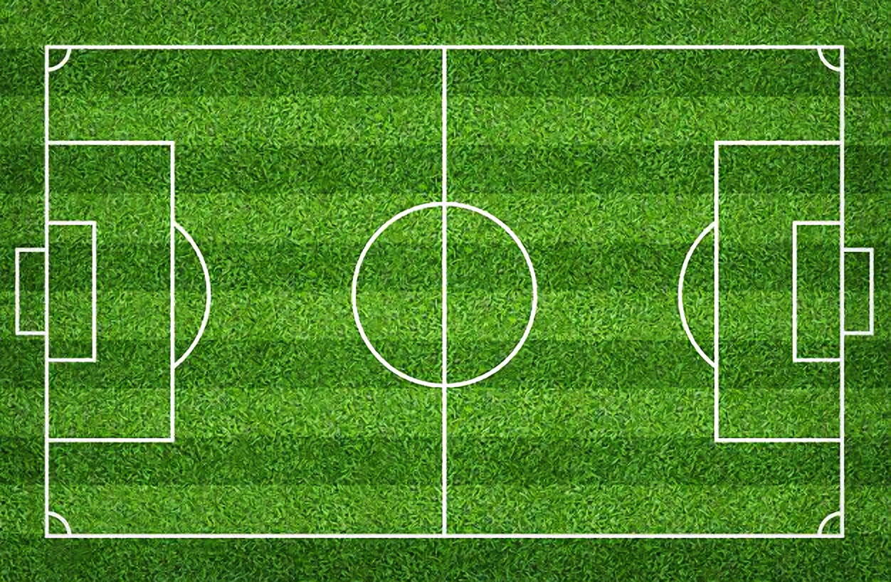 Campo de futebol com marcações